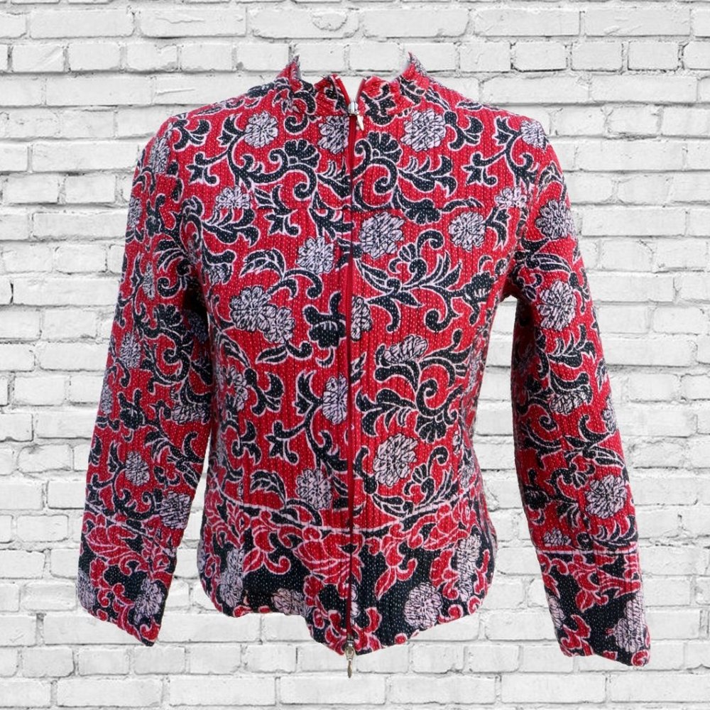 Red Paisley Jacket Coldwater Creek India Cotton
